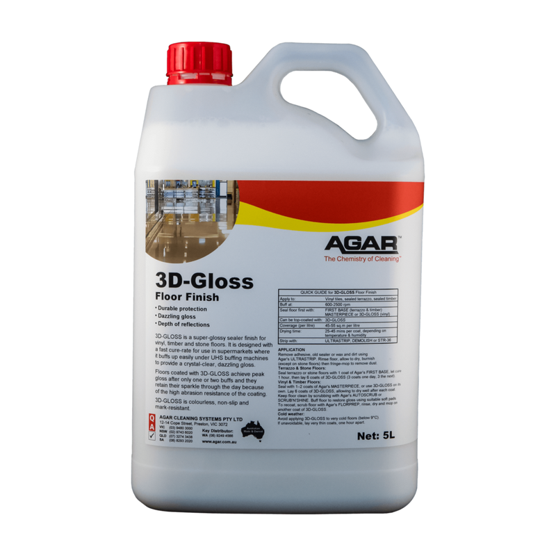 Agar 3D-Gloss Floor Finish container on a white background