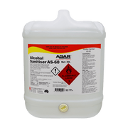 White container of Agar Alcohol Sanitiser AS-60 on a black background