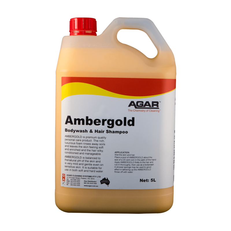 5L container of Agar Ambergold Bodywash & Hair Shampoo on a white background