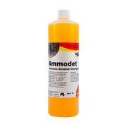 Ammonia boosted detergent bottle with yellow label on a white background