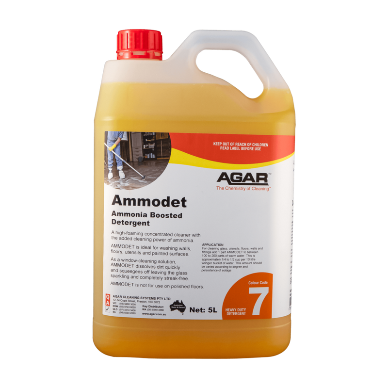 Ammonia boosted detergent bottle with Agar branding on a white background