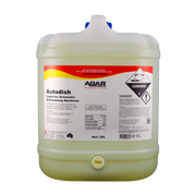 Large container of Agar Autodish liquid for automatic dishwashing machines on a white background
