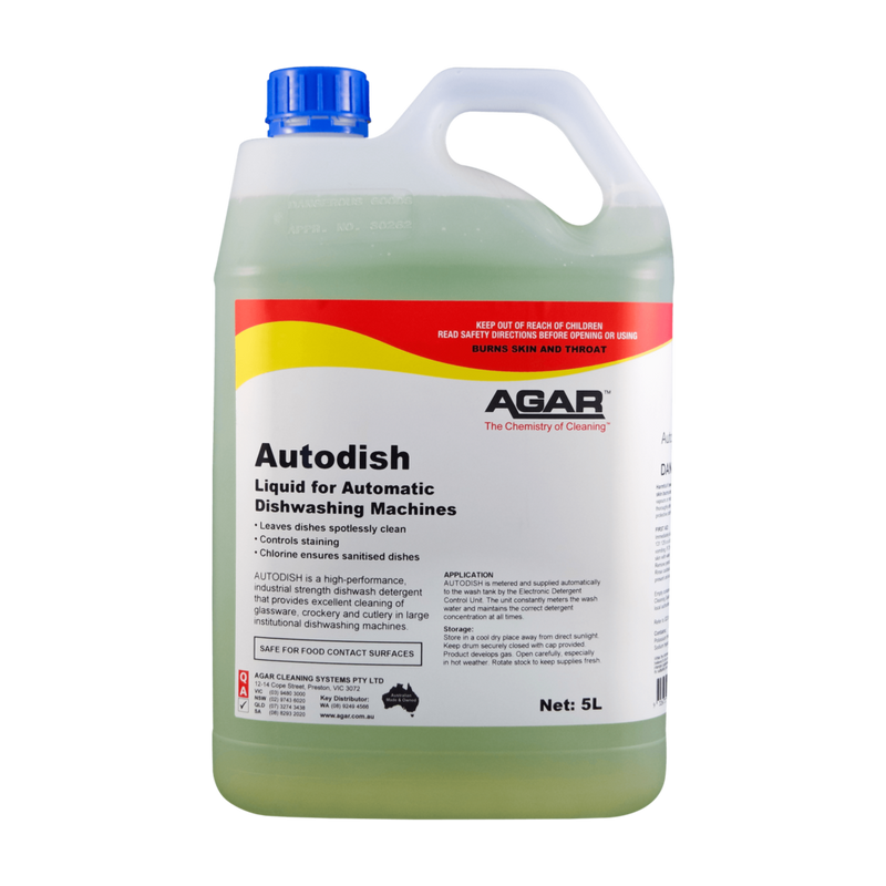5L container of Agar Autodish liquid for automatic dishwashing machines on a white background