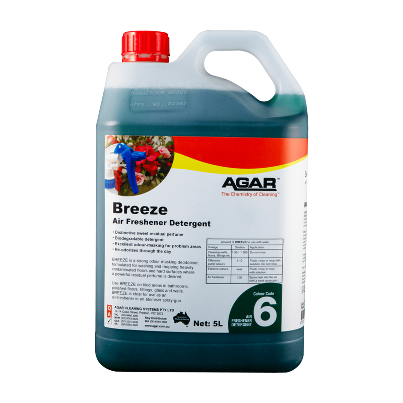 Agar Breeze air freshener detergent container on a white background