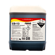 Container of CD-13 Foaming Caustic Detergent with Agar label on a black background