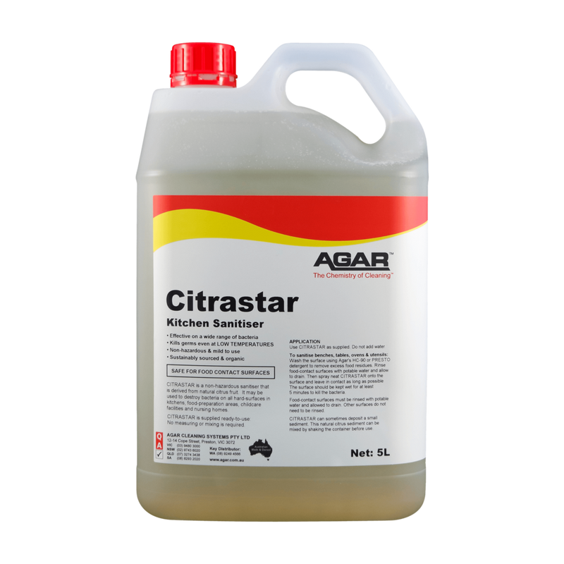 5-liter container of Agar Citrastar Kitchen Sanitizer on a white background