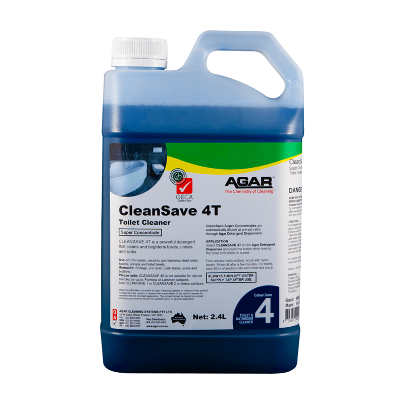 Agar CleanSave 4T toilet cleaner bottle on a white background