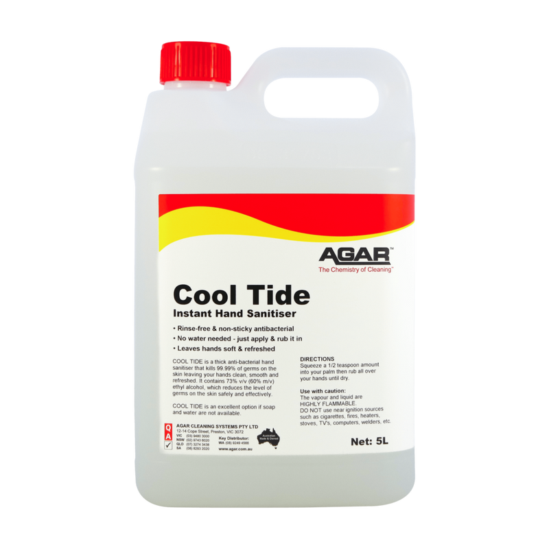 5-liter container of Agar Cool Tide Instant Hand Sanitizer on a white background