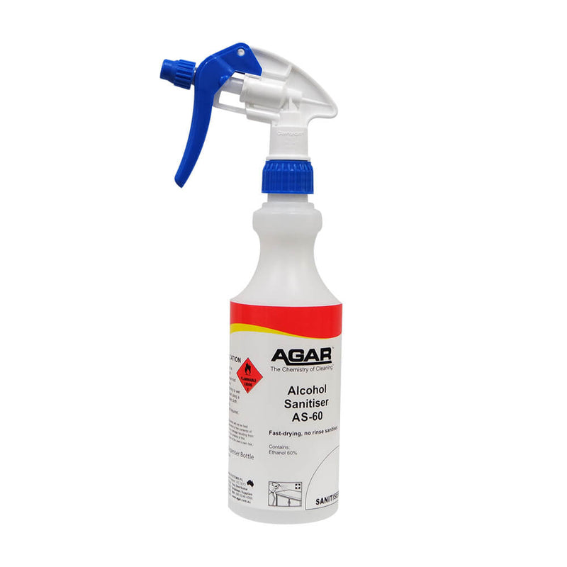 Agar Alcohol Sanitiser AS-60 spray bottle on a white background