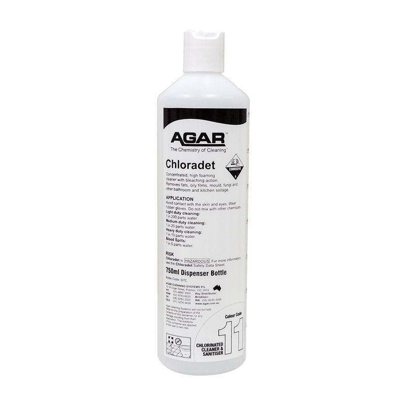 Agar Chloradet bottle on a black background