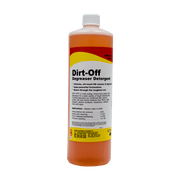 Bottle of Dirt-Off Degreaser Detergent with label on a black background