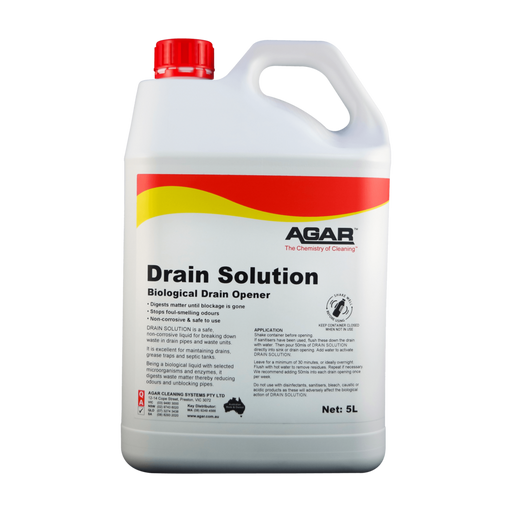 5L container of Agar Drain Solution on a white background