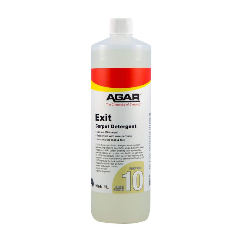 Bottle of Agar Exit Carpet Detergent on a white background