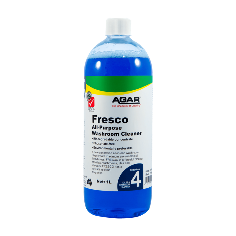 Bottle of Agar Fresco All-Purpose Washroom Cleaner on a white background