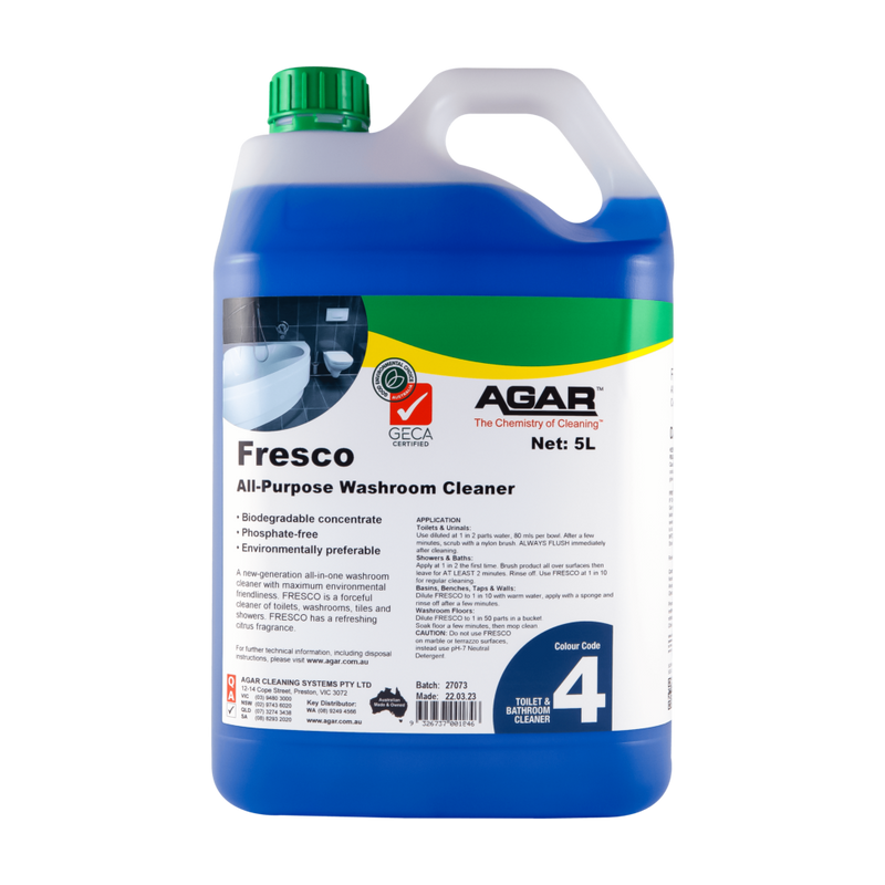 Agar Fresco all-purpose washroom cleaner container on a white background
