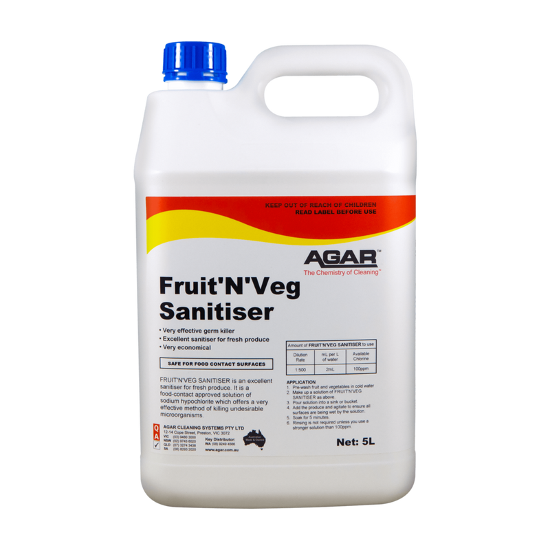Agar Fruit 'N' Veg Sanitiser container on a white background