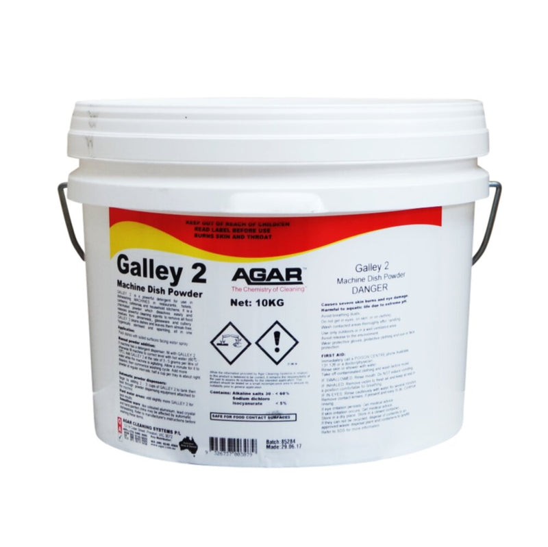 White bucket labeled 'Galley 2' by Agar on a white background