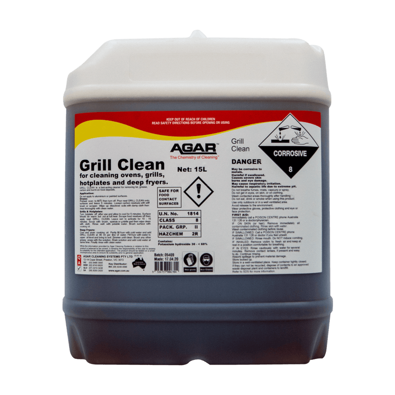 Agar Grill Clean container with label on a black background