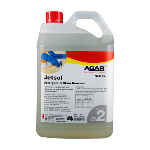 Agar Jetsol detergent and stain remover bottle on a white background
