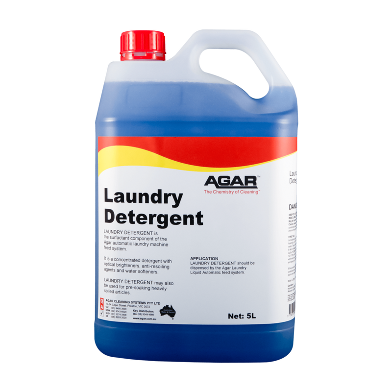 5L container of Agar laundry detergent on a white background