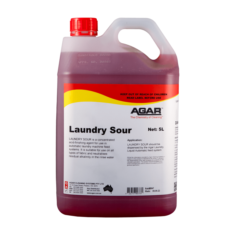 5-liter container of Agar Laundry Sour on a white background