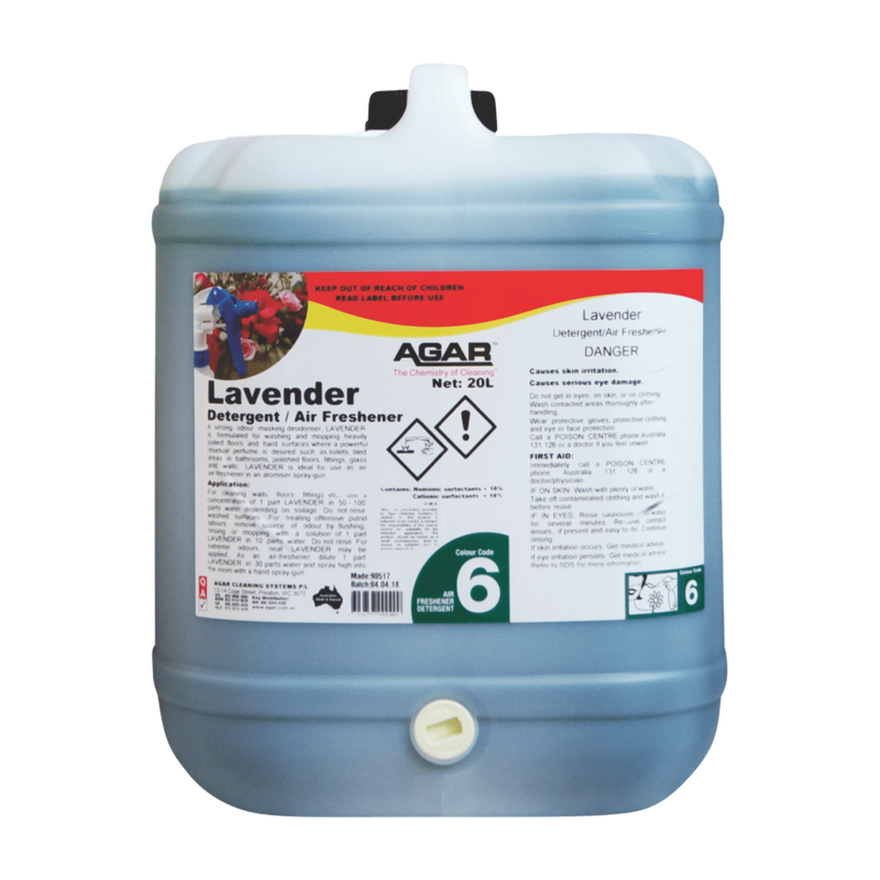 Large container of Agar Lavender Detergent Air Freshener on a white background