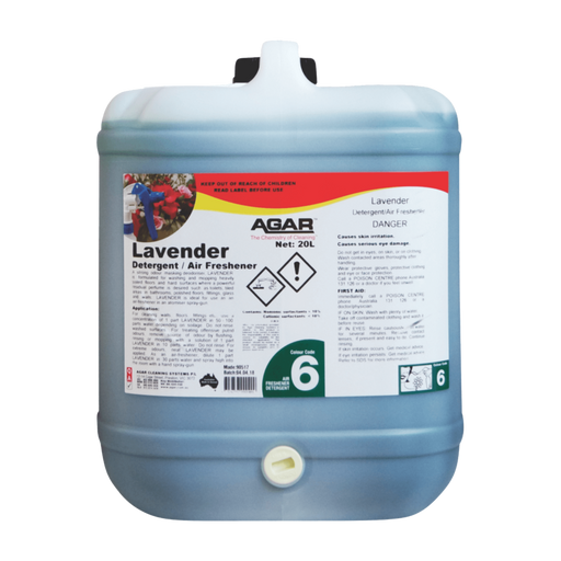 Large container of Agar Lavender Detergent Air Freshener on a white background