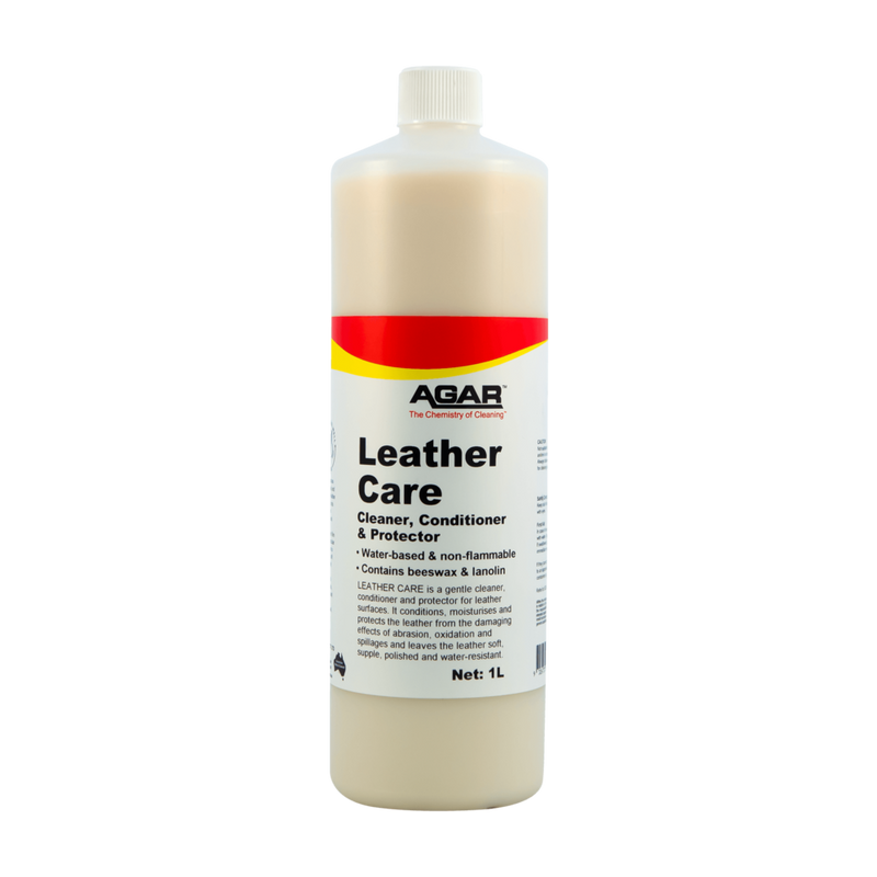 Bottle of Agar Leather Care on a white background