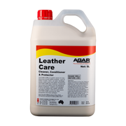 Agar leather care cleaner, conditioner, and protector bottle on a white background