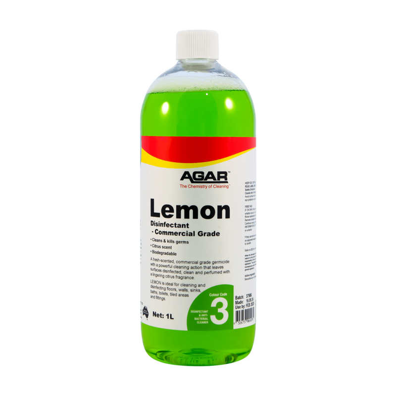 Bottle of Agar Lemon disinfectant on a white background