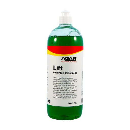 Bottle of Agar Lift Dishwash Detergent on a white background