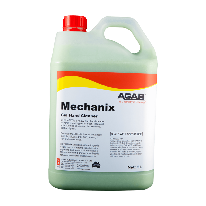 5-liter bottle of Agar Mechanix Gel Hand Cleaner on a white background