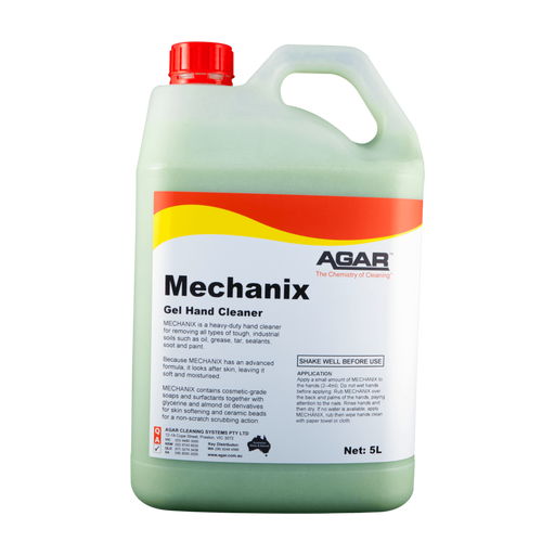 5-liter bottle of Agar Mechanix Gel Hand Cleaner on a white background