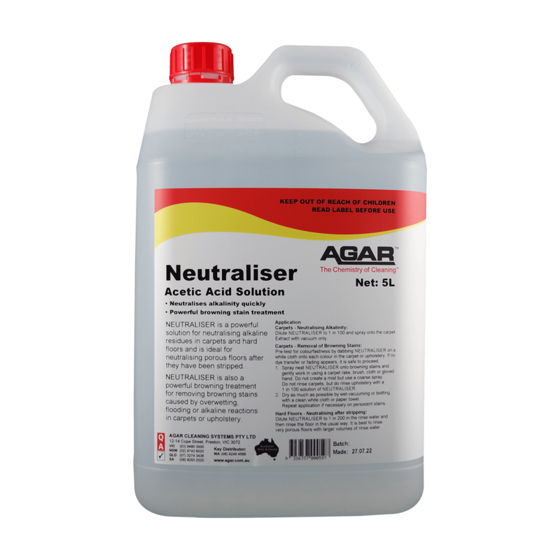 5L container of Agar Neutraliser Acetic Acid Solution on a white background