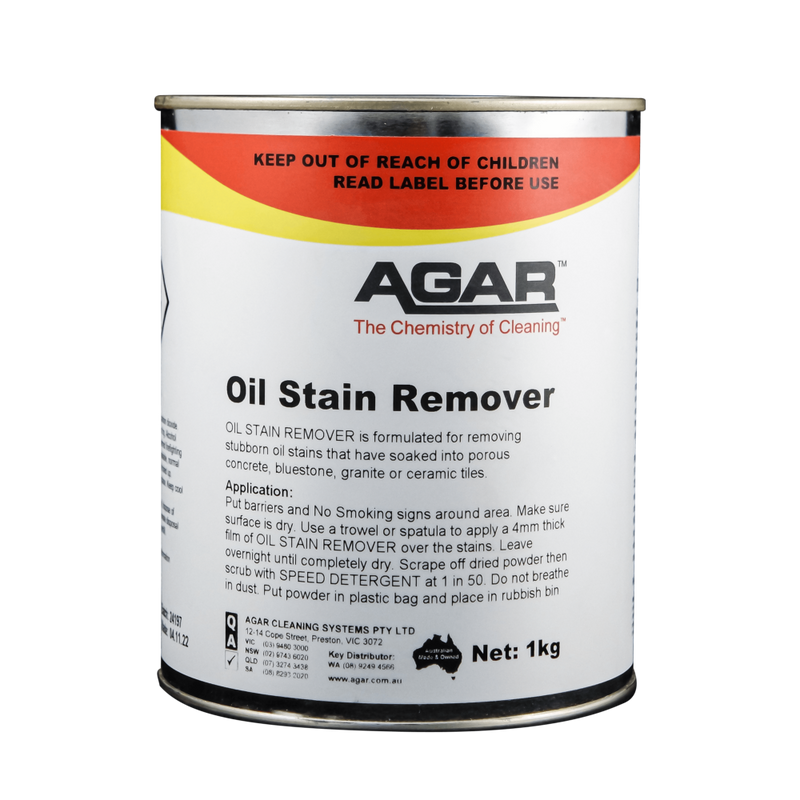 Can of Agar Oil Stain Remover on a white background