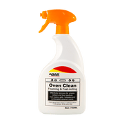 Spray bottle labeled 'Agar Oven Clean' on a beige background