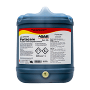 Blue container of Agar Portacare Portable Toilet Liquid Sanitizer on a white background