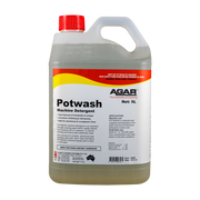 5 liter bottle of Agar Potwash Machine Detergent on a white background