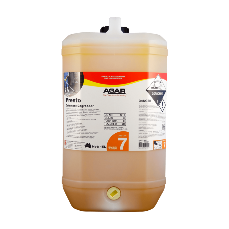 Agar Presto Detergent Degreaser container on a white background