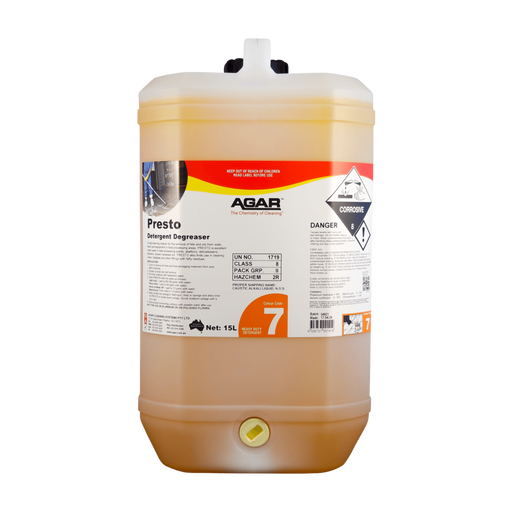 Agar Presto Detergent Degreaser container on a white background