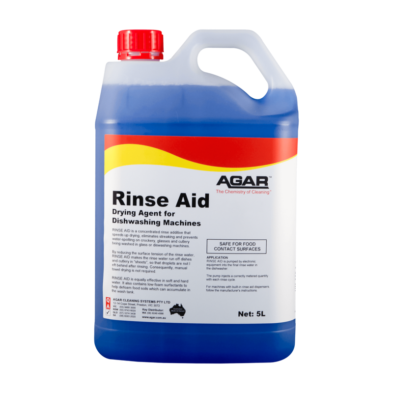 5L container of Agar Rinse Aid on a white background