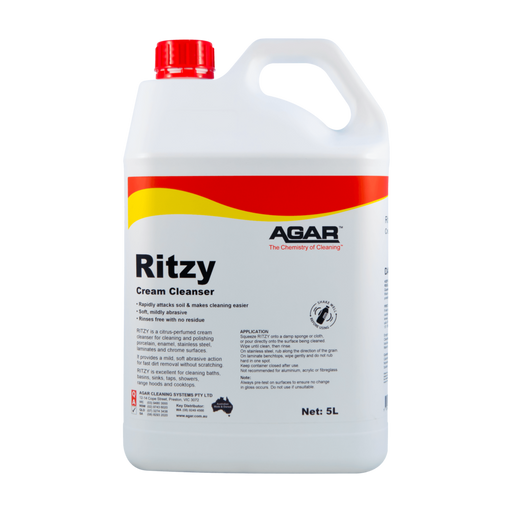 5L container of Agar Ritzy Cream Cleanser on a white background