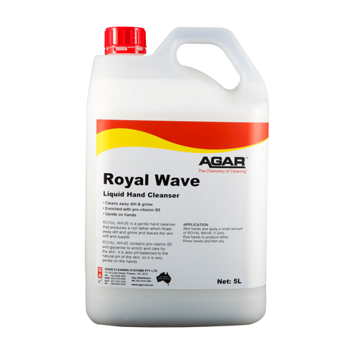 5-liter container of Agar Royal Wave Liquid Hand Cleanser on a white background