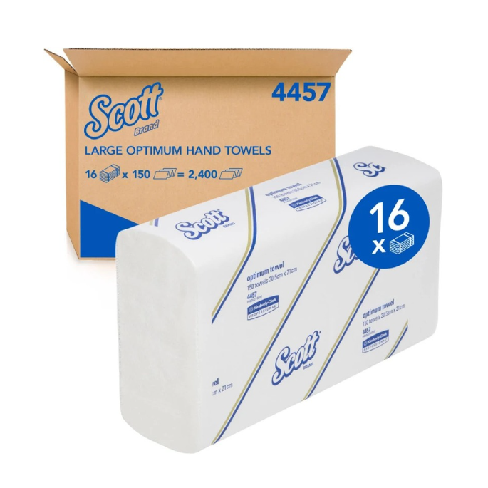 Scott large optimum hand towels with packaging on a white background