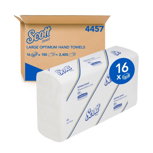 Scott large optimum hand towels with packaging on a white background