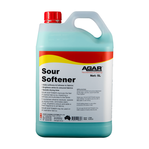 5L bottle of Agar Sour Softener on a white background