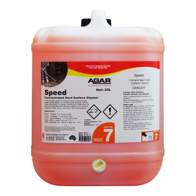 20L container of Agar Speed Concentrated Hard Surface Cleaner on a white background