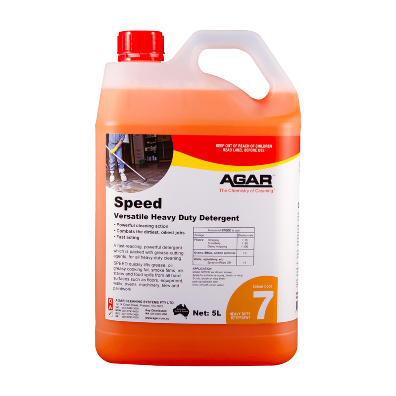 5-liter container of Agar Speed Versatile Heavy Duty Detergent on a white background