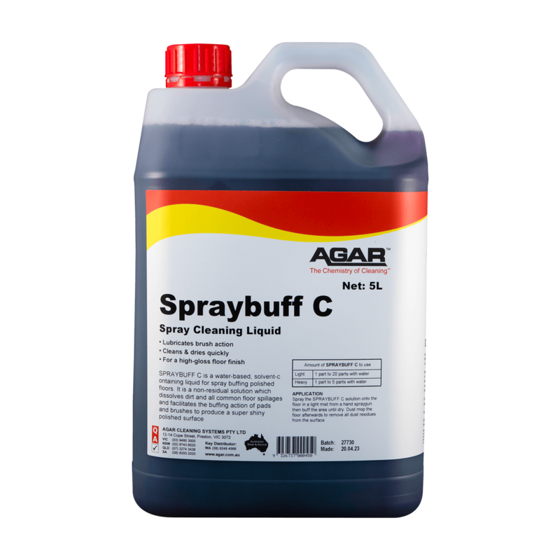 5-liter container of Agar Spraybuff C Spray Cleaning Liquid on a white background