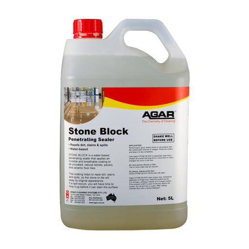 5L container of Agar Stone Block Penetrating Sealer on a white background